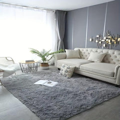 Plush Shag Furry Area Rug Dark Grey