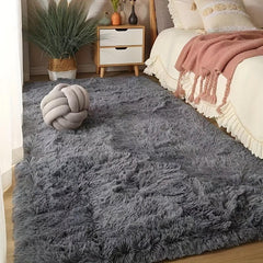 Plush Shag Furry Area Rug Dark Grey