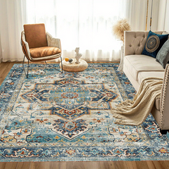 Vintage Boho Area Rug European Green Bohemian Pattern Soft Washable Carpet