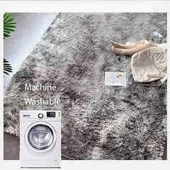 Ultra Soft Tie Dye Grey Carpet Gradient Silk Velvet Area Rug