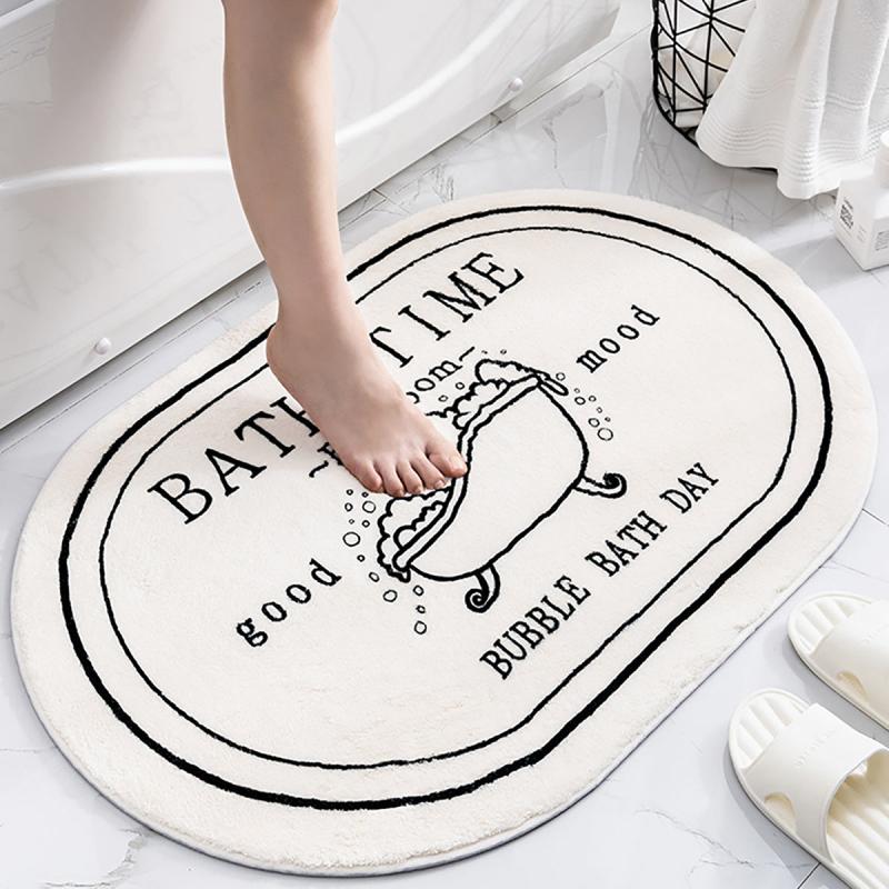 Modern Graphic Bathroom Rug Soft Absorbent Bath Mat