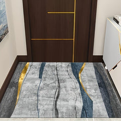 Light Grey Stripe Geometric Indoor Mat Crystal Velvet Area Rug Non slip
