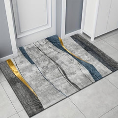 Light Grey Stripe Geometric Indoor Mat Crystal Velvet Area Rug Non slip