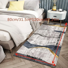 Light Grey Stripe Geometric Indoor Mat Crystal Velvet Area Rug Non slip