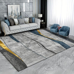 Light Grey Stripe Geometric Indoor Mat Crystal Velvet Area Rug Non slip