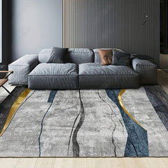 Light Grey Stripe Geometric Indoor Mat Crystal Velvet Area Rug Non slip