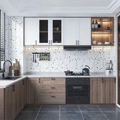 10pcs Peel and Stick Wall Tiles Self Adhesive Marble and Wood Pattern 12''x12''