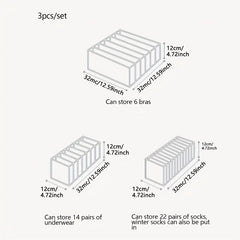 3pcs Fabric Underwear Storage Boxes Clothes Organizer Drawers