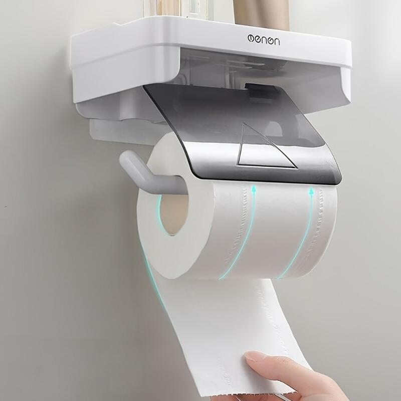 Toilet Paper Holder Wall Mounted Waterproof Shelf
