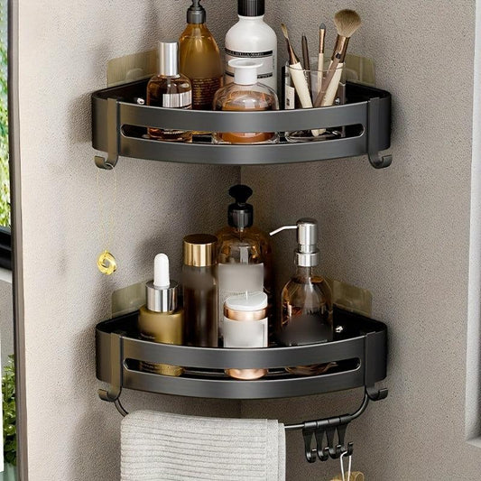 Aluminum Bathroom Storage Rack Wall Mounted Corner Shelf