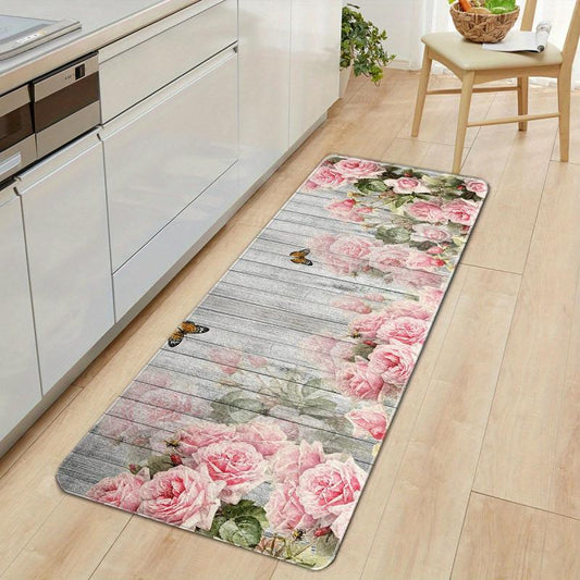 Vintage Floral Shaggy Floor Carpet Bedroom Home Decor Non Slip Machine Washable