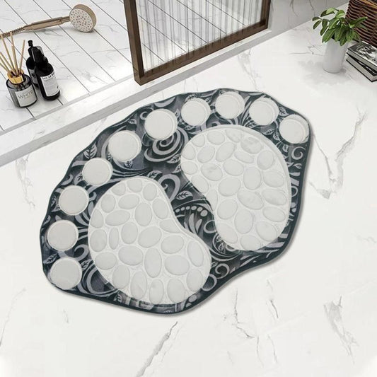 Cobblestone Patterned Bathroom Rug 3D Big Feet Indoor Mat Non slip Mat