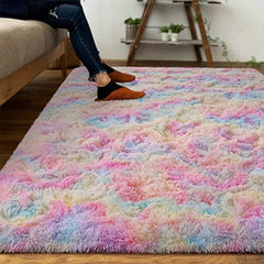 Shag Area Rug Tie Dyed Soft Plush Carpet