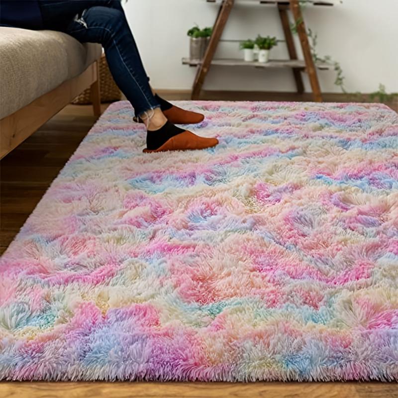 Shag Area Rug Tie Dyed Soft Plush Carpet