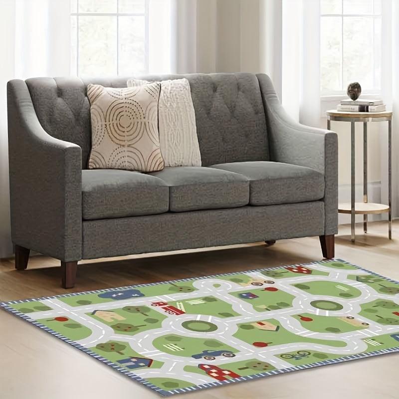 Colorful Car Rug Play Mat for Kids Non Slip Perfect for Bedroom and Kid Rooms