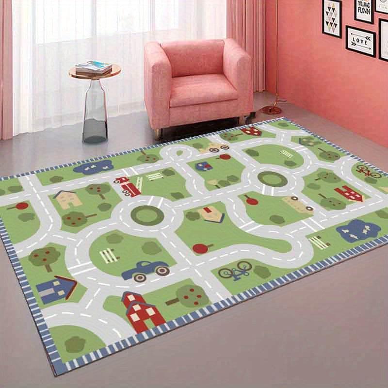 Colorful Car Rug Play Mat for Kids Non Slip Perfect for Bedroom and Kid Rooms