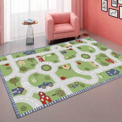 Colorful Car Rug Play Mat for Kids Non Slip Perfect for Bedroom and Kid Rooms