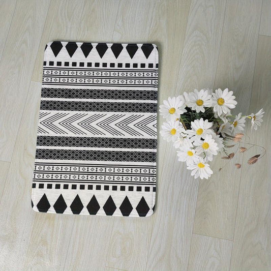 Soft Geometric Printed Area Rug - Modern Non-slip Bedroom Floor Mat