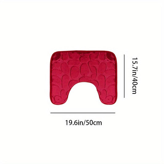 Soft Non Slip U-shaped Bath Rug Cobblestone Shaped Toilet Mat