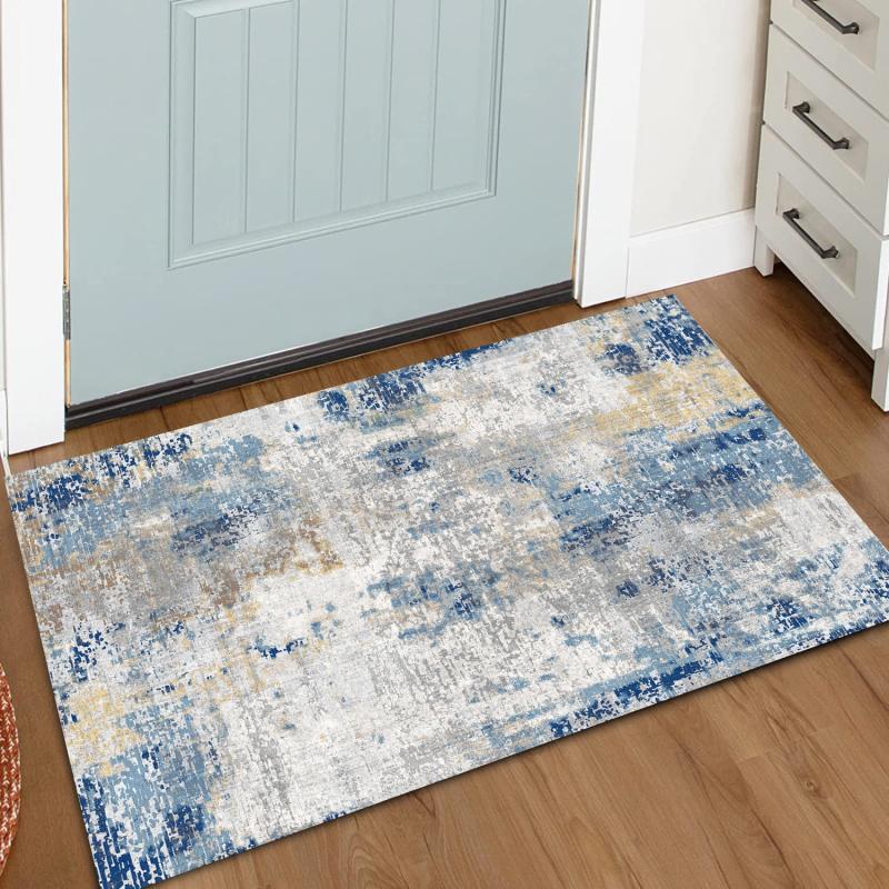 Modern Abstract Runner Rug Machine Washable Soft Mat