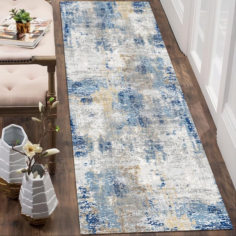 Modern Abstract Runner Rug Machine Washable Soft Mat