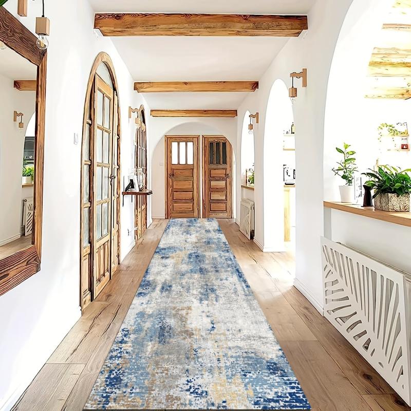 Modern Abstract Runner Rug Machine Washable Soft Mat