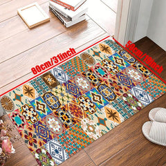 Bohemian Non Slip Kitchen Floor Mat Waterproof Machine Washable