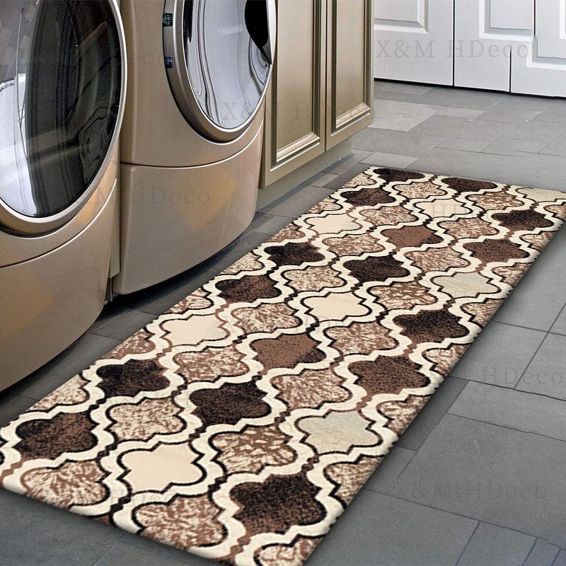 Non Slip Brown Morocco Floor Mat Laundry Room Decor