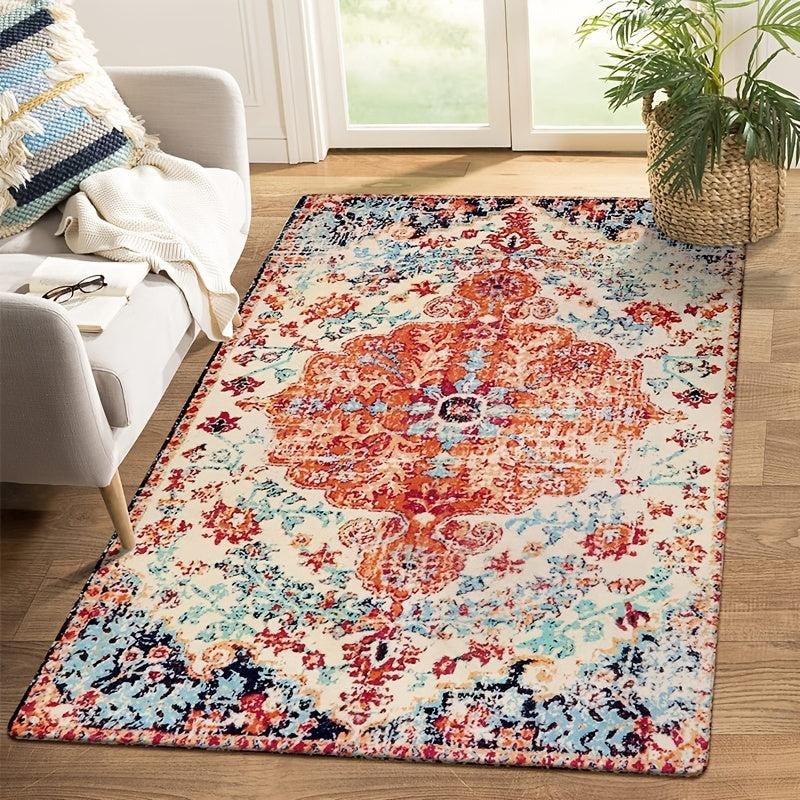 Vintage Persian Area Rug for Living Room Bedroom Boho Kitchen Non-slip Mat