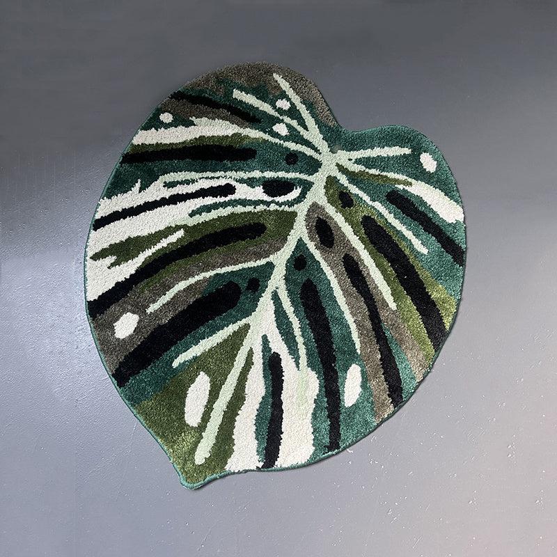 Green Plants Print Bath Floor Mat Non Slip Bathroom Rug