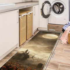 Gothic Halloween Theme Laundry Room Rug Soft Non Slip Washable Stair Carpet Runn