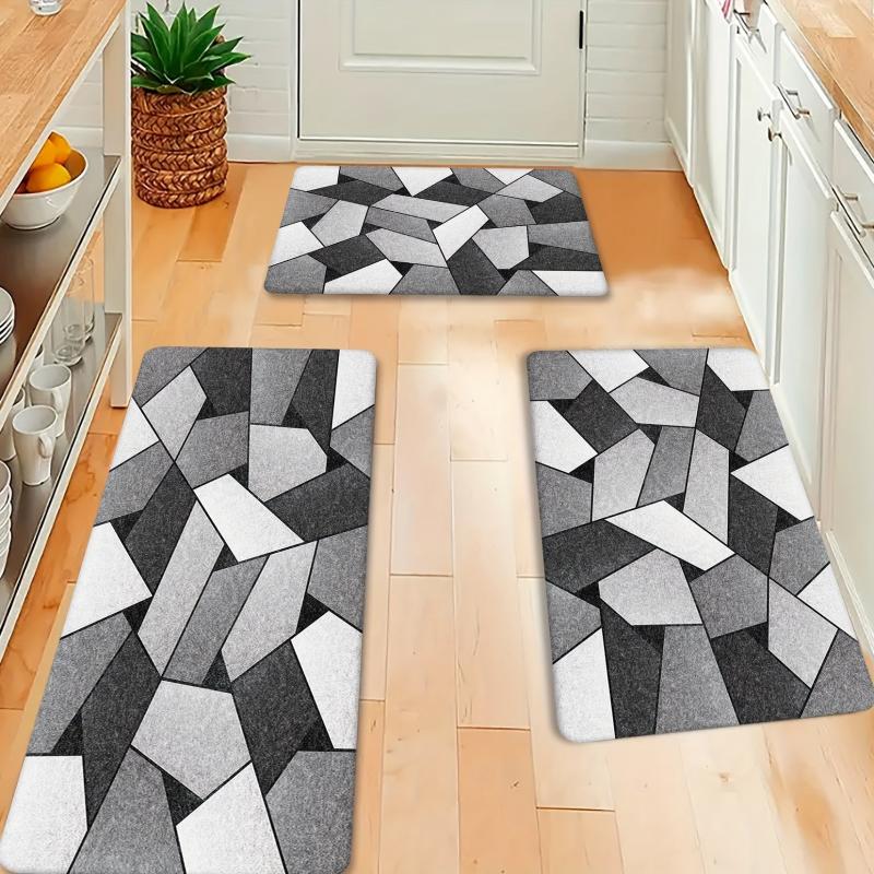 Geometric Anti Fatigue Kitchen Mat Non Slip Absorbent Bath Mat