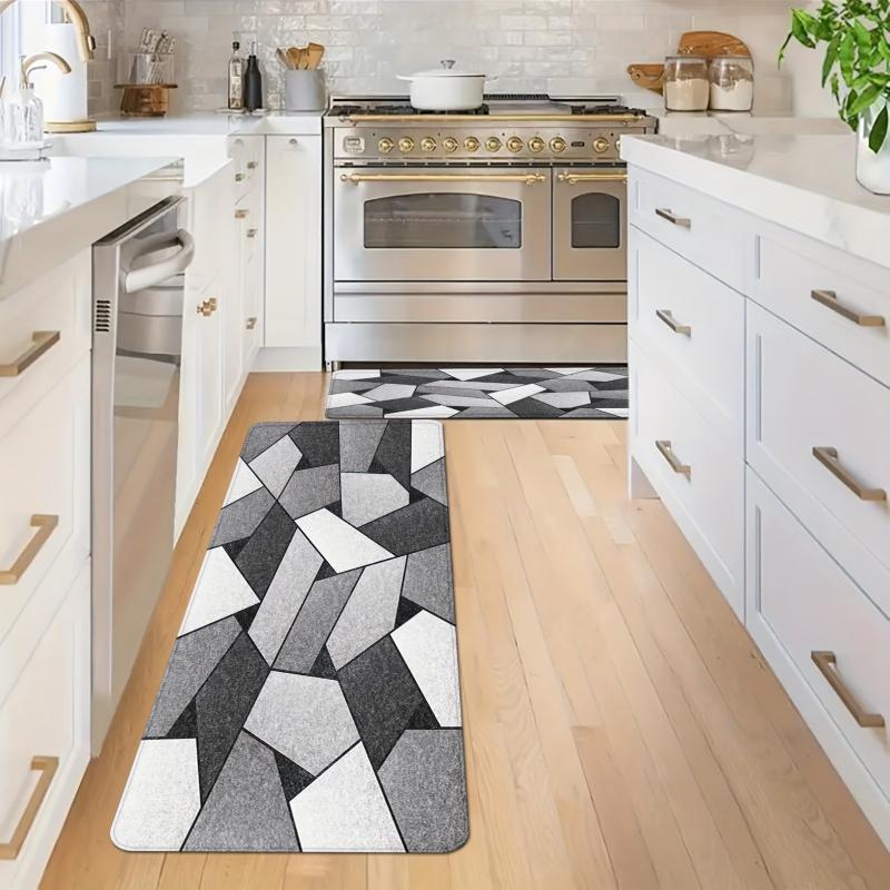 Geometric Anti Fatigue Kitchen Mat Non Slip Absorbent Bath Mat