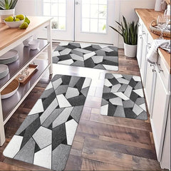 Geometric Anti Fatigue Kitchen Mat Non Slip Absorbent Bath Mat