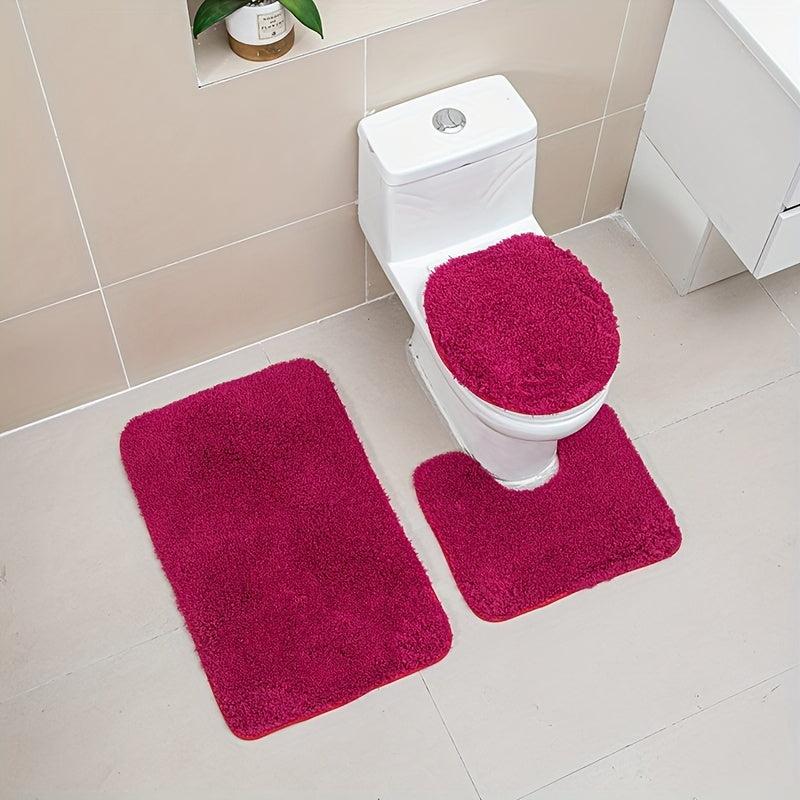 Soft Plush Bathroom Rug Set w/ Non Slip Backing