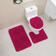 Soft Plush Bathroom Rug Set w/ Non Slip Backing