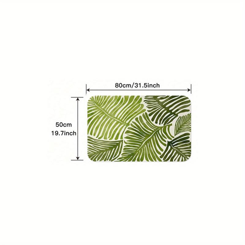 Non Slip Rainforest Leaves Bath Mat, Soft Standing Rug for Bathroom