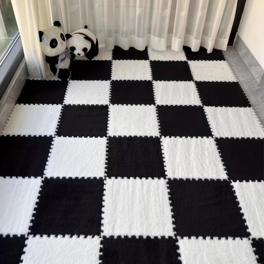 12pcs Plush Puzzle Foam Floor Mat Splicing Carpet Anti-fall Bedside Mat