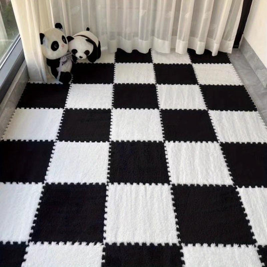 12pcs Plush Puzzle Foam Floor Mat Splicing Carpet Anti-fall Bedside Mat