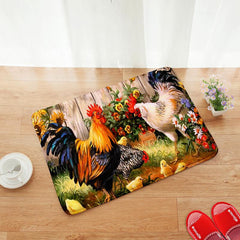 Vintage Rooster Kitchen Floor Mat Non-Slip Soft Rug Waterproof Mat