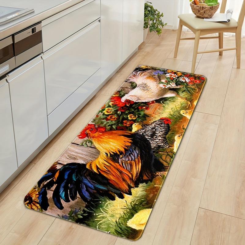 Vintage Rooster Kitchen Floor Mat Non-Slip Soft Rug Waterproof Mat