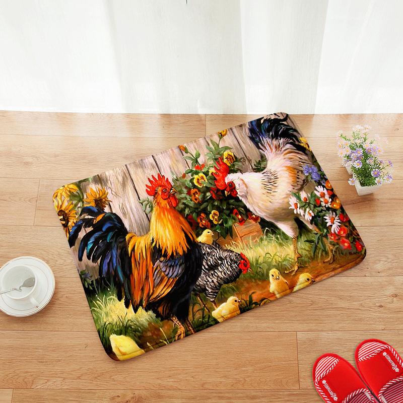 Vintage Rooster Kitchen Floor Mat Non-Slip Soft Rug Waterproof Mat