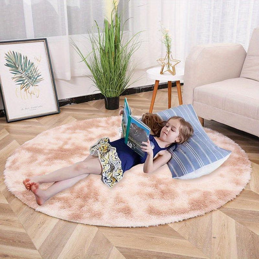 Tie Dye Plush PV Velvet Area Rug - American Style Round Floor Decor