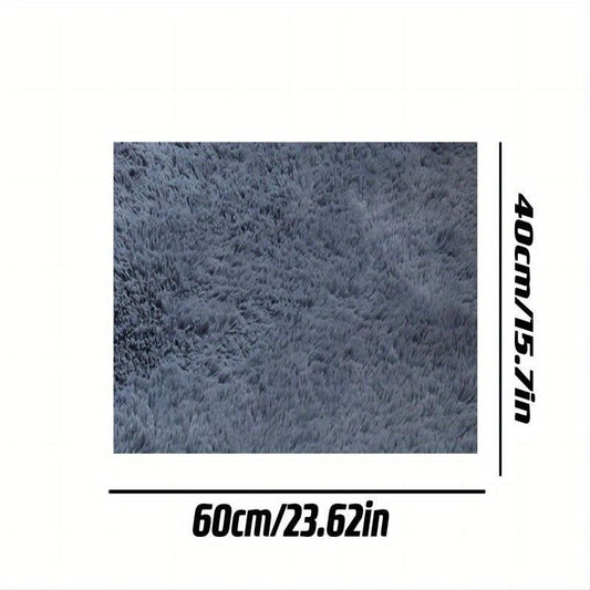 Grey Fuzzy Rug Polyester Plush Floor Mat For Living Room And Bedroom