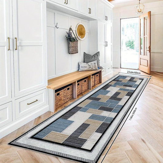 Modern Geometric Non Slip 2'X10' Indoor Outdoor Waterproof Runner Rug
