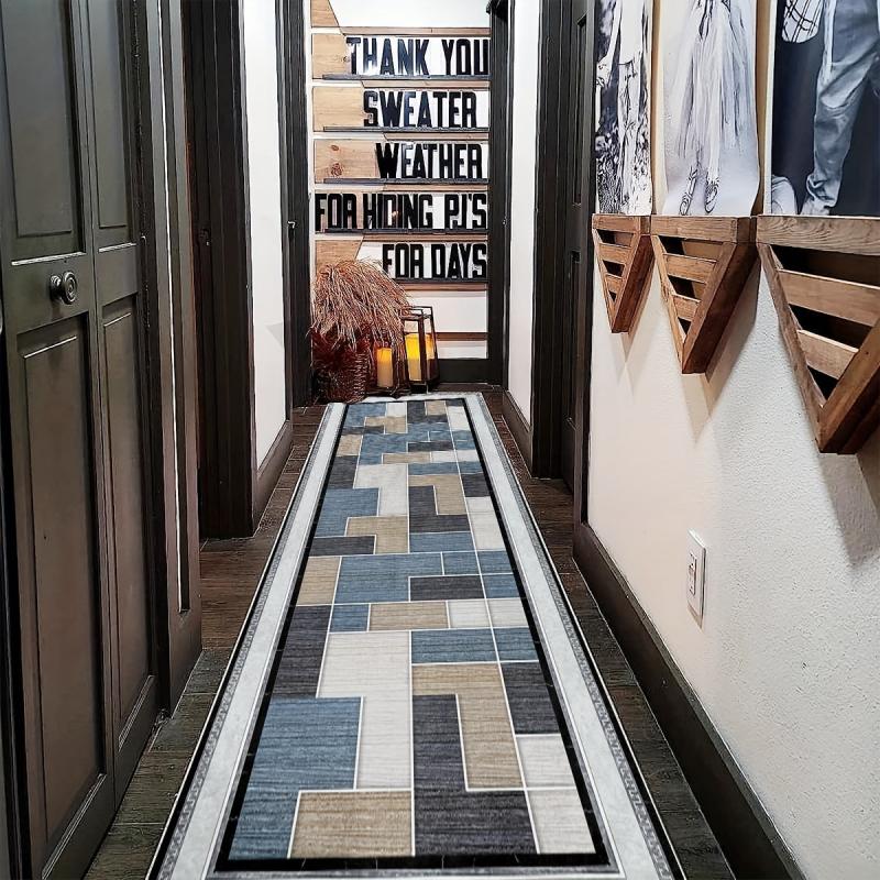 Modern Geometric Non Slip 2'X10' Indoor Outdoor Waterproof Runner Rug