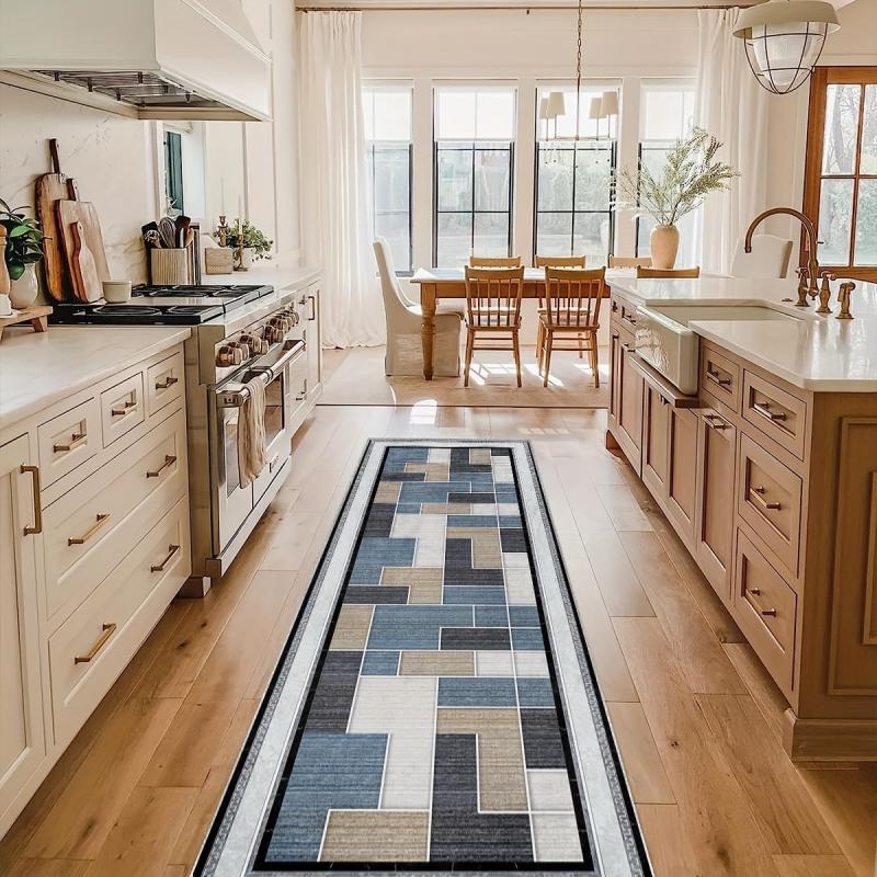 Modern Geometric Non Slip 2'X10' Indoor Outdoor Waterproof Runner Rug
