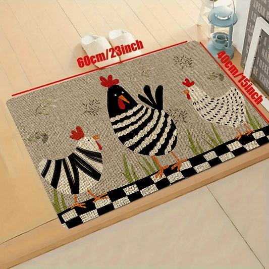 Chickens Floor Mat Rooster Kitchen Rug Non Slip Colorful Indoor Carpet Runner