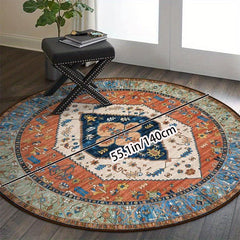 Vintage Persian Small Round Area Rug Soft Bedroom En