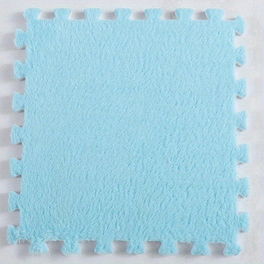 12pcs Plush Puzzle Foam Floor Mat Interlocking Carpet for Bay Windows